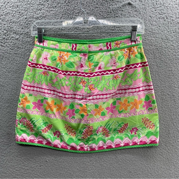 Lilly Pulitzer Girls Size 14 Mini Shorts Skirt Skort Green Multicolor Back Zip - Picture 7 of 10
